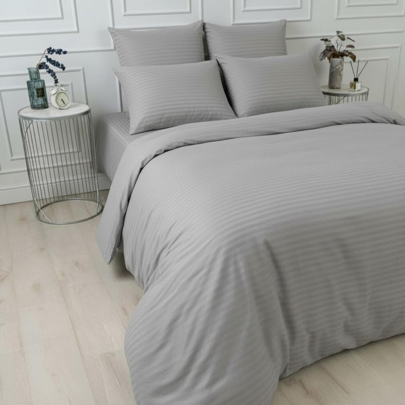 BEDDING ZONE Gray-Colored Luxury Stripe Duvet Cover - Gray, Double (200X200) - Image 2
